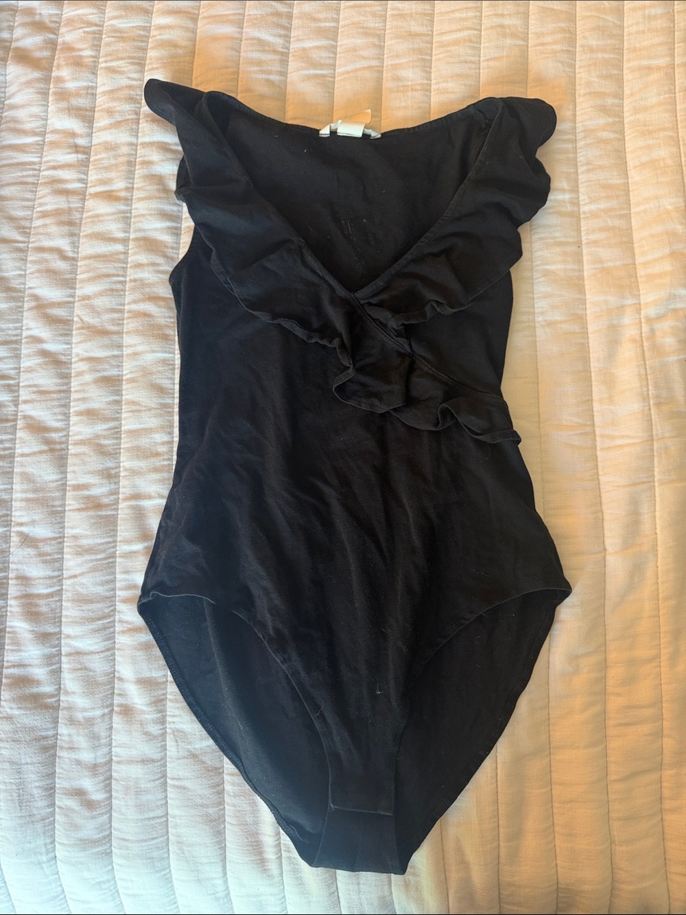 H&M Black Bodysuit with Ruffle Detail